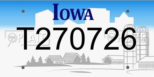 T270726 Iowa License Plate