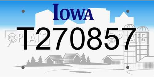 T270857 Iowa License Plate