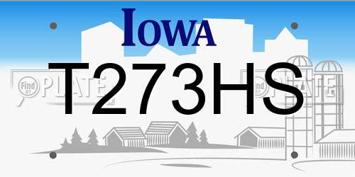 T273HS Iowa License Plate