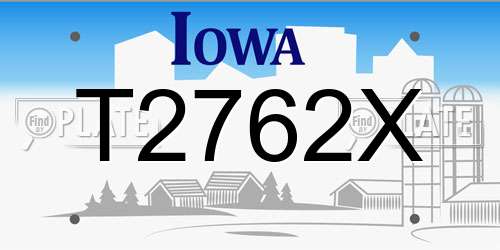 T2762X Iowa License Plate