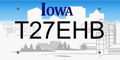 T27EHB Iowa License Plate