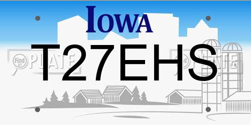 T27EHS Iowa License Plate