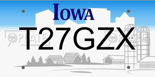 T27GZX Iowa License Plate