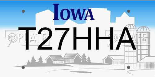 T27HHA Iowa License Plate