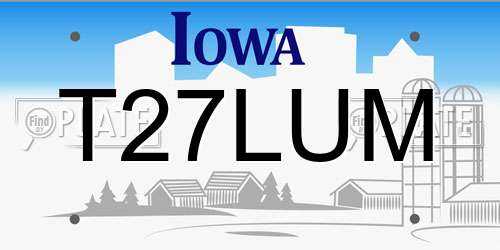T27LUM Iowa License Plate