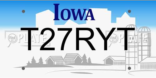 T27RYT Iowa License Plate