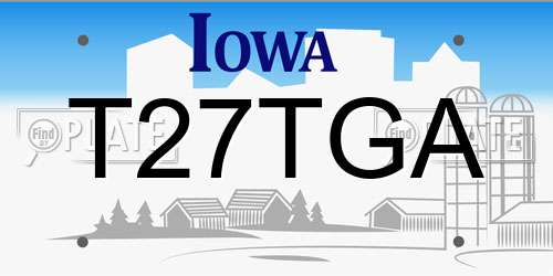 T27TGA Iowa License Plate
