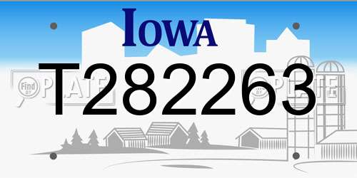T282263 Iowa License Plate
