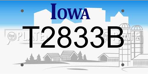 T2833B Iowa License Plate