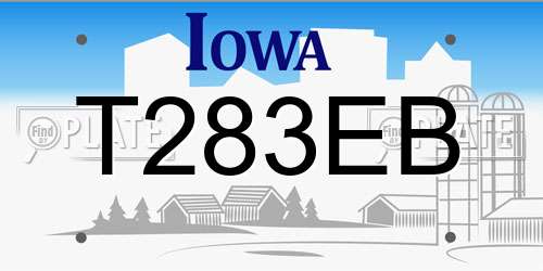T283EB Iowa License Plate