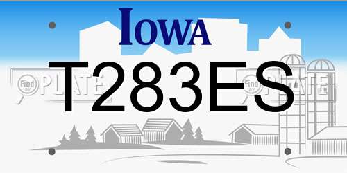 T283ES Iowa License Plate