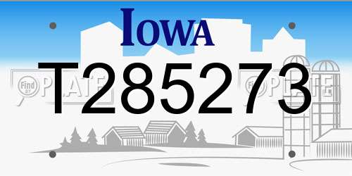 T285273 Iowa License Plate