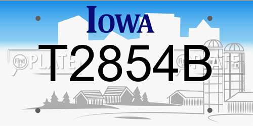 T2854B Iowa License Plate