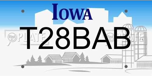 T28BAB Iowa License Plate