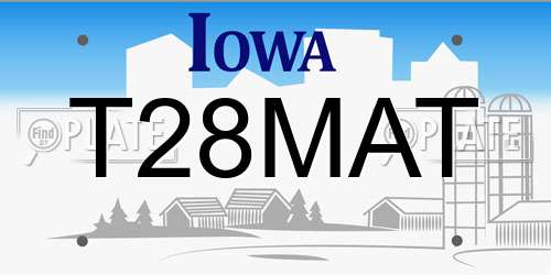 T28MAT Iowa License Plate