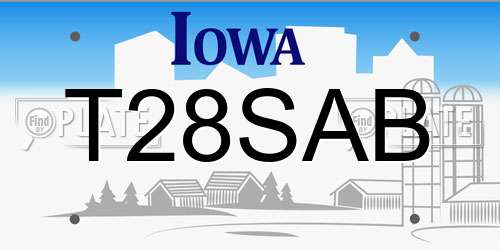 T28SAB Iowa License Plate
