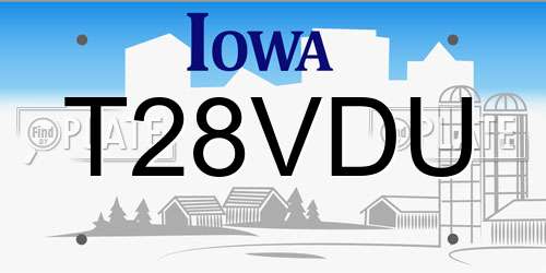 T28VDU Iowa License Plate