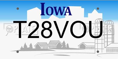 T28VOU Iowa License Plate