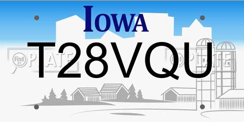 T28VQU Iowa License Plate