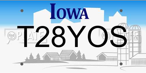 T28YOS Iowa License Plate