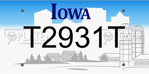 T2931T Iowa License Plate