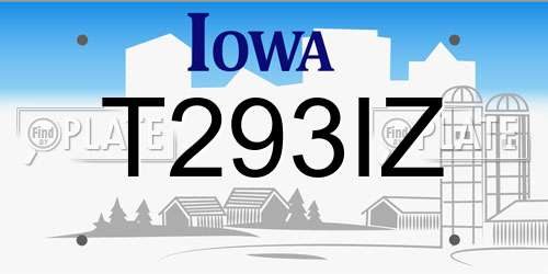 T293IZ Iowa License Plate