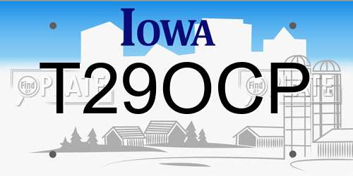 T29OCP Iowa License Plate