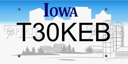 T30KEB Iowa License Plate