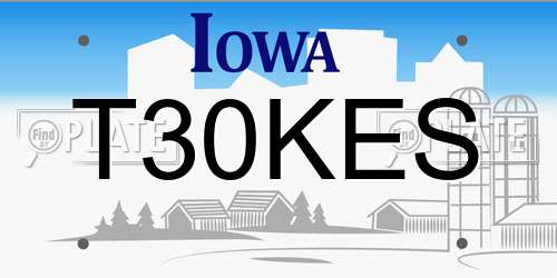T30KES Iowa License Plate