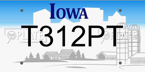 T312PT Iowa License Plate