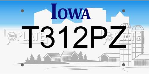 T312PZ Iowa License Plate