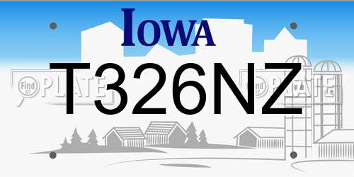 T326NZ Iowa License Plate