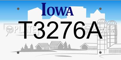 T3276A Iowa License Plate