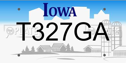 T327GA Iowa License Plate