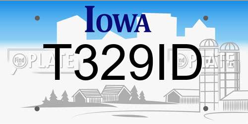 T329ID Iowa License Plate
