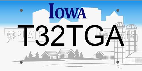 T32TGA Iowa License Plate