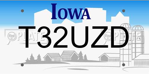 T32UZD Iowa License Plate