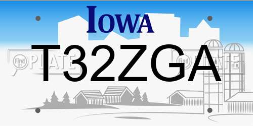 T32ZGA Iowa License Plate