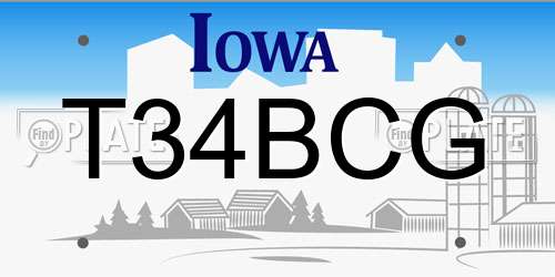 T34BCG Iowa License Plate