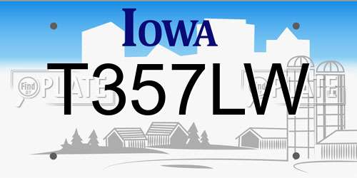 T357LW Iowa License Plate