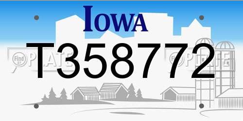 T358772 Iowa License Plate