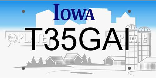T35GAI Iowa License Plate