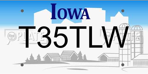 T35TLW Iowa License Plate