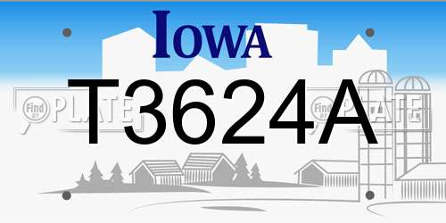 T3624A Iowa License Plate