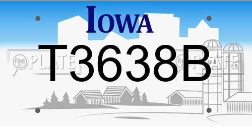 T3638B Iowa License Plate