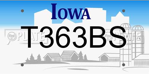 T363BS Iowa License Plate