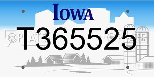 T365525 Iowa License Plate