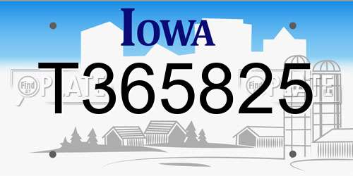 T365825 Iowa License Plate