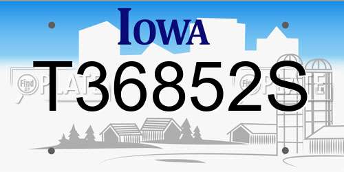 T36852S Iowa License Plate