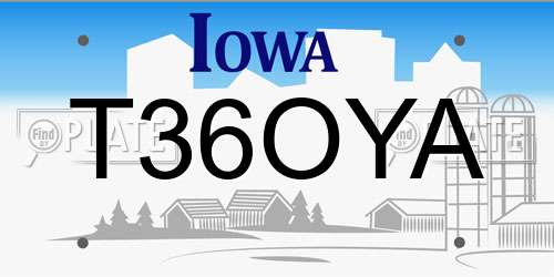 T36OYA Iowa License Plate